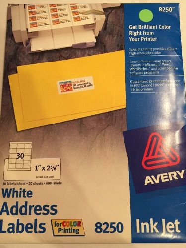 Avery White Address Labels 1&#034; X 2 5/8&#034; ( Ink Jet 8250 )