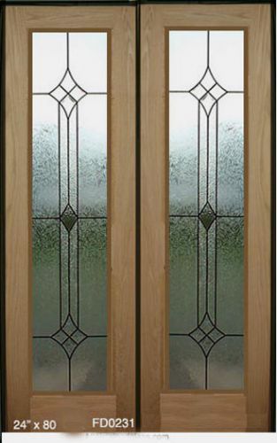 1 Pr ( 2 ) Leaded glass 24&#034; x 80&#034; interior doors
