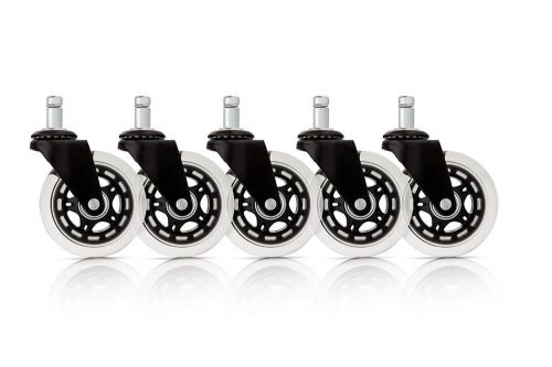 Royal office #1 office chair wheels - rollerblade style replacers set of 5 black for sale