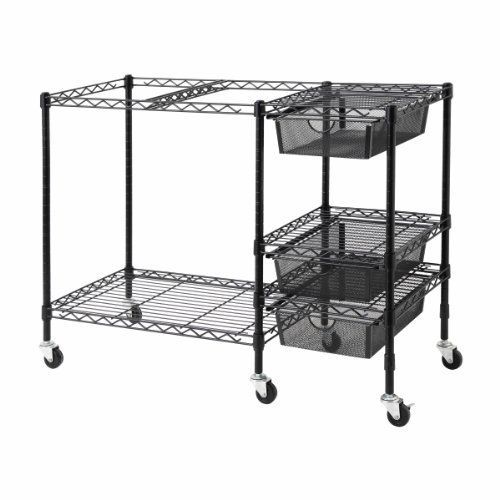 Vertiflex Mobile File Cart With 3 Drawers, 38 X 15.5 X 28 Inches, Black