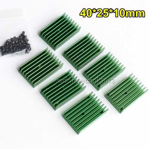 7pcs green 40x25x10mm aluminum heat sink with m3 screws for ic / cpu for sale