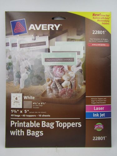 Avery printable bag toppers with bags 1-3/4 x 5 white 40 pack ave22801 for sale