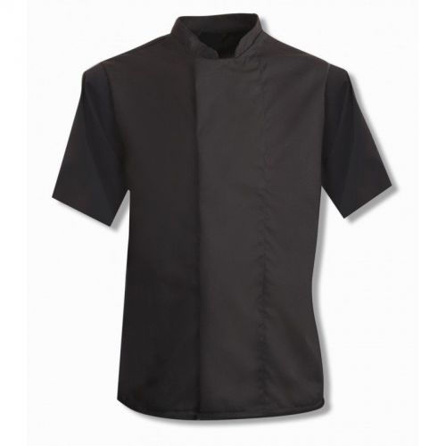 BLACK CHEFS JACKET, HALF SLEEVES WITH CONCEALED PRESS STUD FASTENING TUNIC INS11