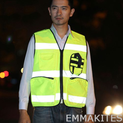 High visibility waterproof safety reflective jacket with pockets for security for sale