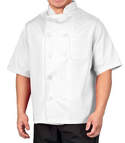 White Lightweight Short Sleeve Chef Coat, L