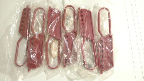 (6) North M-Safe MS01 Red Nylon Lockout Hasp 6 Padlock Hole Dielectric Honeywell