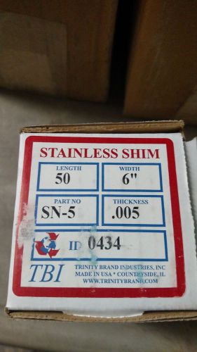 TBI Stainless Shim  SN-5, 50  Long x 6&#034; Wide x .005&#034; Thick