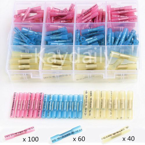 New 200 Pcs Assorted 22-10 AWG Electrical Heat Shrink Wire Connectors Terminals
