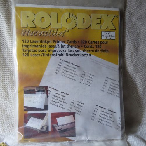 Rolodex Necessities - 120 Laser Inkjet 3&#034; X 5&#034; Rolodex Printer Cards NIP 67625