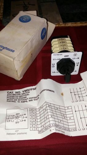 Westinghouse VMS7FNP VOLTMETER SWITCH PHASE TO NEUTRAL 10AMP 600V new