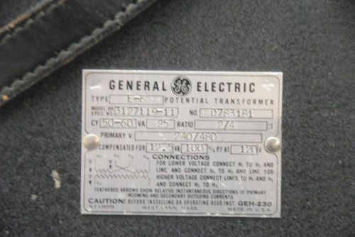 General electric ge e-6 potential transformer for sale