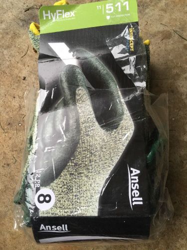 ANSELL 11-511 HYFLEX CUT RESISTANT GLOVES - NEW - MADE IN MEXICO - 9 Pair Sz 8