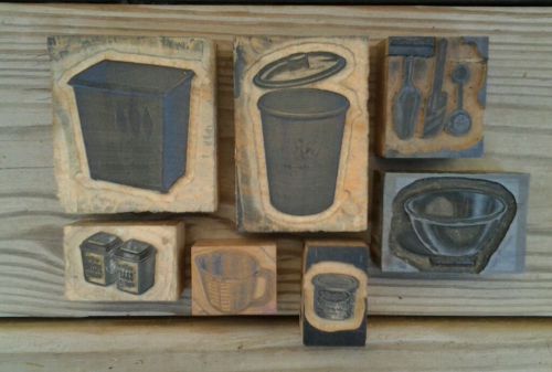 Vintage Lustra Lustro Ware, Wooden Printers Blocks