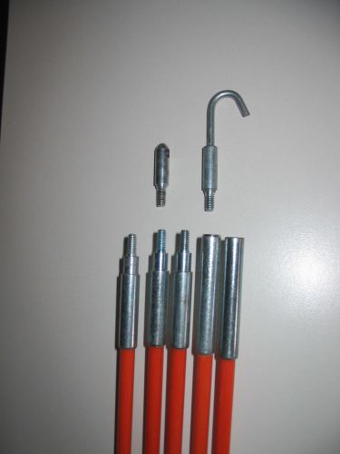 Klein tools  fish stick, 20 ft, fiberglass, orange lo-flex rod set bonus! for sale