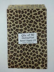Qty. 50 Leopard Print Design Paper Merchandise 6&#034; x 9&#034; Bag Retail Shopping