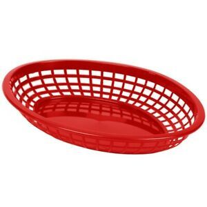 Restaurant Equipment Supplies 6 Tablecraft Red Classic Oval Plastic Baskets