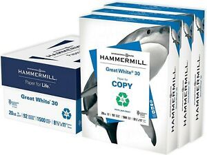 Printer Paper, Great White 30% Recycled Paper, 8.5 x 11 - 3 Ream (1,500 Sheets)