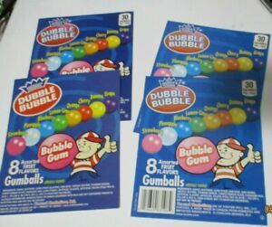 4 ORIG DUBBLE BUBBLE FRUIT FLAVOR GUMBALLS BULK VENDING MACHINE PRODUCT LABELS
