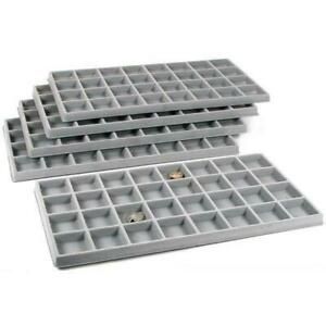 5 Gray Flocked 32 Compartment Display Tray Inserts