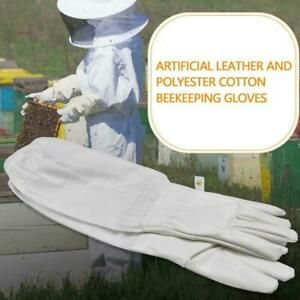 1 pair beekeeping gloves Goatskin Bee Keeping with Vented Long Sleeves J9R1