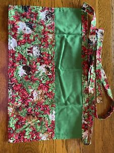 4 pocket waist server apron Poinsettias &amp; Cats
