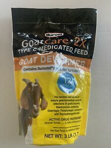 Goat Care 2X Type C Medicated Feed Pellets Goat Dewormer 3lb Durvet New