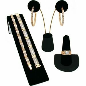 Black Velvet Bracelet Earring Jewelry Displays 3 Pc Set
