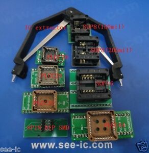 9pcs SOP PLCC Sockets Kit for TL866CS TL866II PLUS RT809F with IC extractor