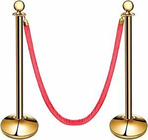 New Star Foodservice Brass Plated Red Velvet Rope Stanchion FREE DELIVERY- 100MI