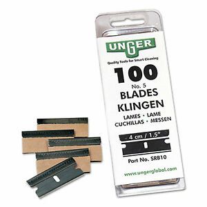 Unger Safety Scraper Replacement Blades, #9, Stainless Steel, 100/Box SRB30