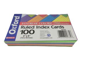 Extreme Neon Colors Ruled Index Cards 100 3x5 Purple Blue Yellow Orange