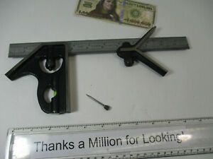 STARRETT 12&#034; Combination Square Scale &amp; Unmarked Square Head &amp; Circle Divider