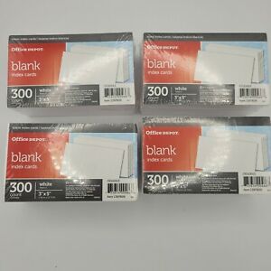Blank Index Cards, 3&#034; x 5&#034;, Office Depot -White, 600 - 300 pack x 4 0D10013