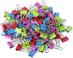 Mr. Pen Colored Binder Clips, Small, Pack of 100