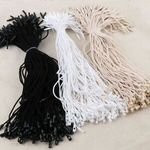 100Pcs Hang Labels Tags Cotton Rope Cords String Snap Lock Pin Garment Supply