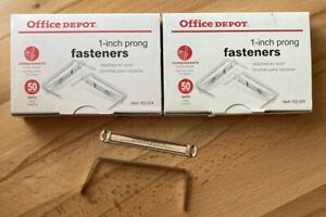 Office Depot 1 Inch Prong Fasteners - 2 Boxes Of 50 Sets Each (100 Sets Total)