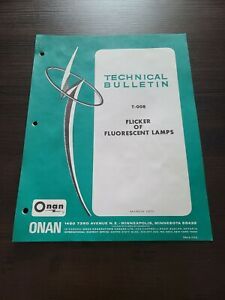 Vintage 1970 Onan Technical Bulletin  T-008 Flicker of Fluorescent Lamps