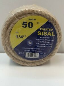 Rope Sisal 1/4” x 50’ Feet New
