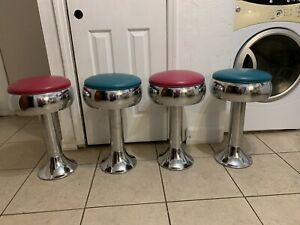 VINTAGE Swivel ART DECO DINER STOOLS - SODA FOUNTAIN H 23 X 12 Diameter