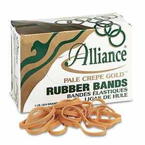 Alliance 20645 Pale Crepe Gold Rubber Bands- Size 64- 3-1/2 x 1/4- 1lb Box