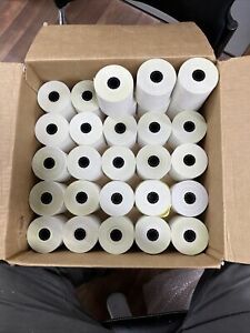 Carbonless Receipt Rolls 3 1/4&#034; x 100&#039;  2-Ply White/Canary - 25 Rolls BPA FREE