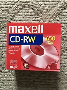 NOS Maxwell CD-RW 10 pack of Compact Discs ReWritable 650mb 74 min Sealed
