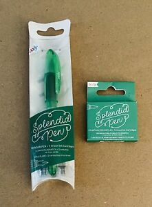 NEW Ooly Splendid Pen Green Fountain Pen &amp; 8 Refill Cartridges