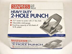 STAPLES Heavy Duty 2 Hole Paper Punch 30 Sheet Capacity No Mess Ergonomic