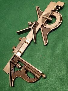 Vintage 1950s era STARRETT 6 pc. combination square/bevel protractor set - Nice!