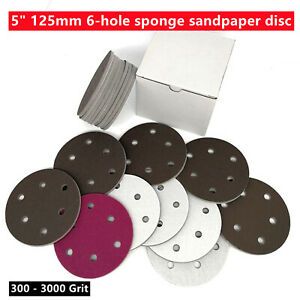 5 Inch Sanding Disc Orbital Sander Sandpaper Hook Loop 300-2000 Grit Sponge Pad