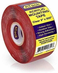 NEW ATack Double-Sided Acrylic Mounting Tape Removable, Clear, 2-inch X 300-Inch