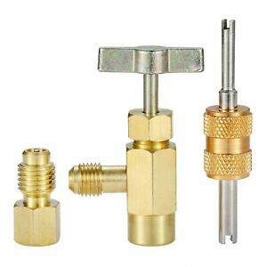 R134A AC Recharge Charging Hose+ Gauge Self-sealing Can Tap1Pc X Valve Core
