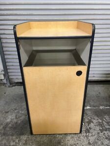 22x22 Trash Bin Receptacle Wood Waste Cabinet on Wheels Front Load NSF #6414