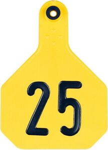 YTex 4 Star Large Cattle ID Ear Tags Yellow Numbered 101-125